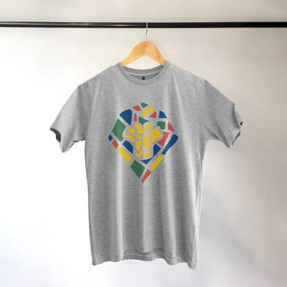 A Grey t-shirt with the Lions Roam Icon printed.